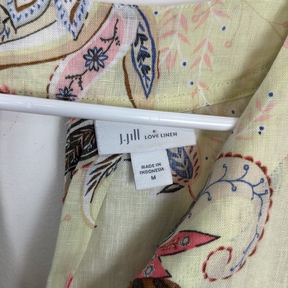 J. Jill Love Linen Paisley Floral Midsummer Top in Light Zest Yellow Size Medium - Picture 5 of 13